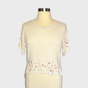 Postmark for Anthropologie Embroidered Striped Hi-Lo Textured Tee